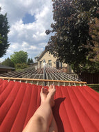 Olefin Double Quilted Hammock with Matching Pillow with 3-Beam Stand