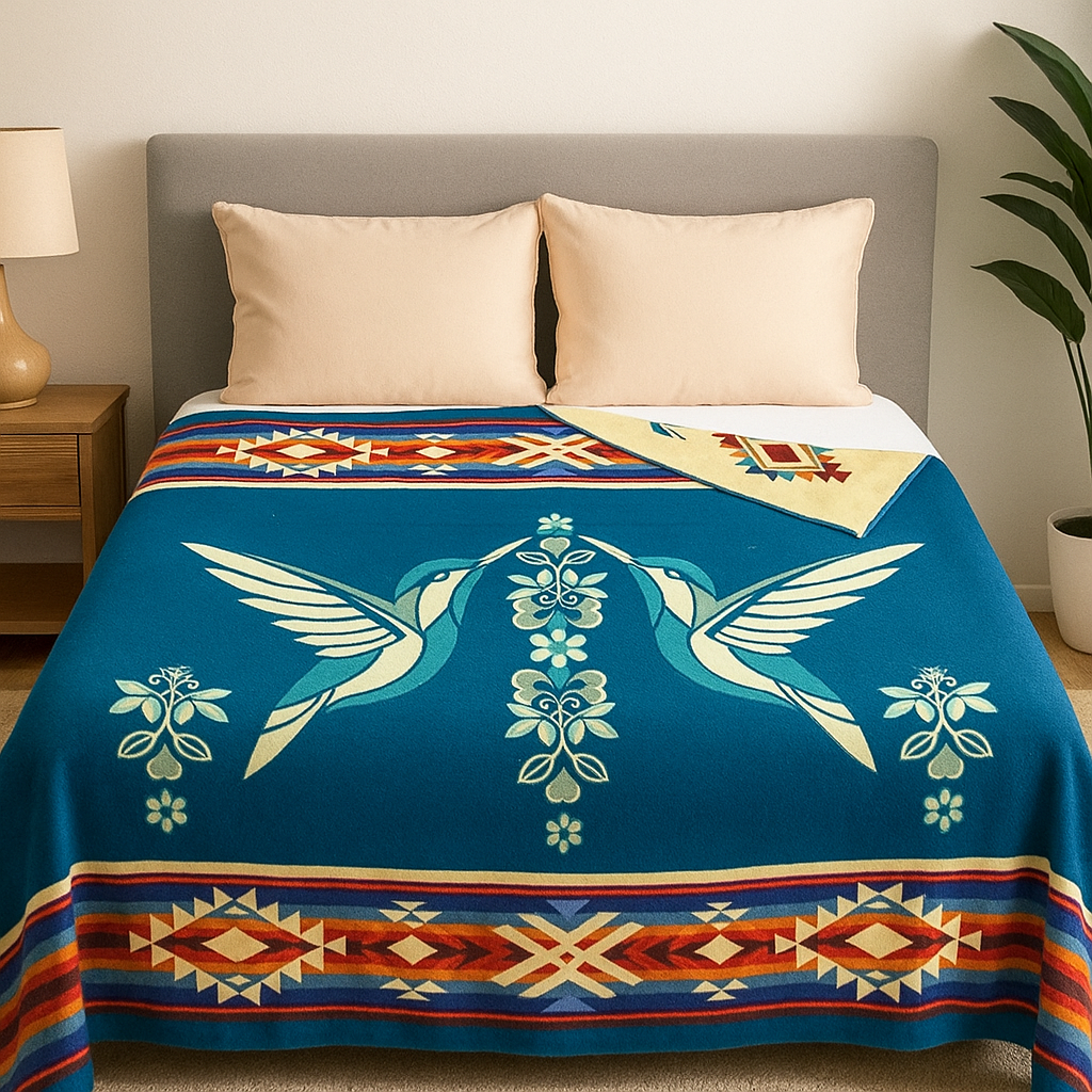 OLDTRIBES™ Twin Hummingbird Reversible  Blanket