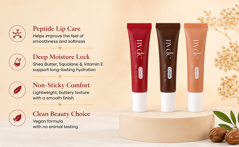 Vegan Lip Balm Trio Set – Peptide & Shea Butter, 3 Flavours