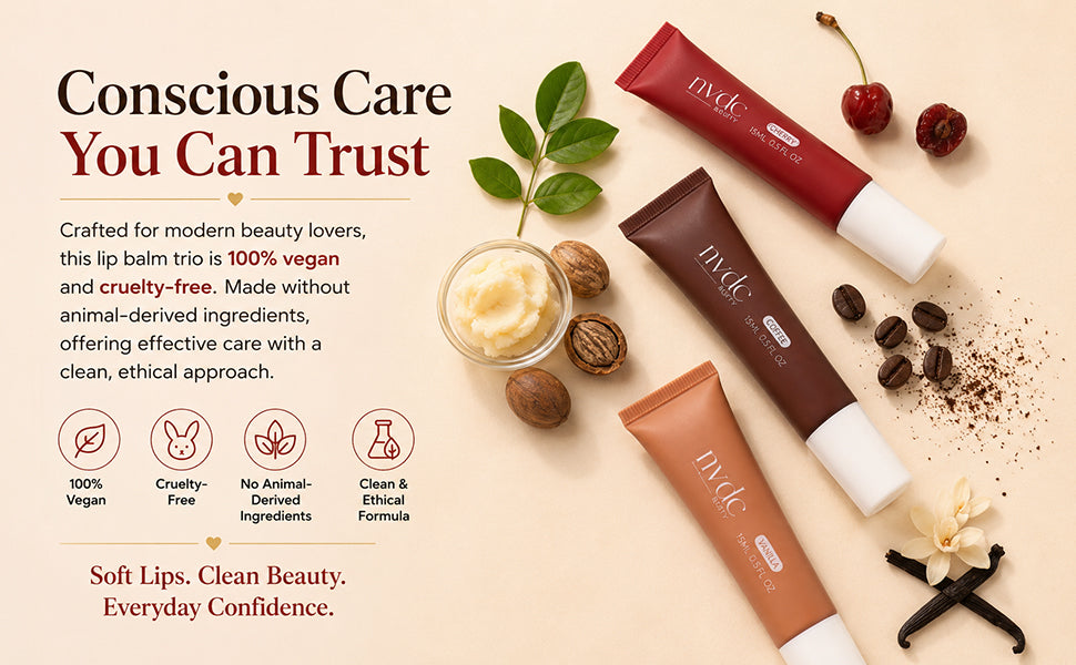 Vegan Lip Balm Trio Set – Peptide & Shea Butter, 3 Flavours