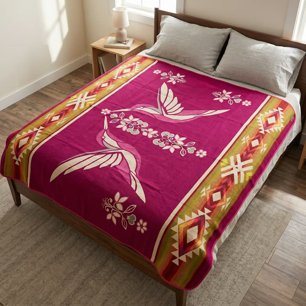 OLDTRIBES™ Twin Hummingbird Reversible  Blanket