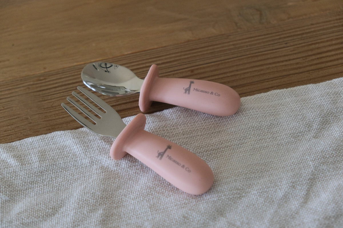 Kids' Spoon and Fork Set | Stainless Steel and Silicone