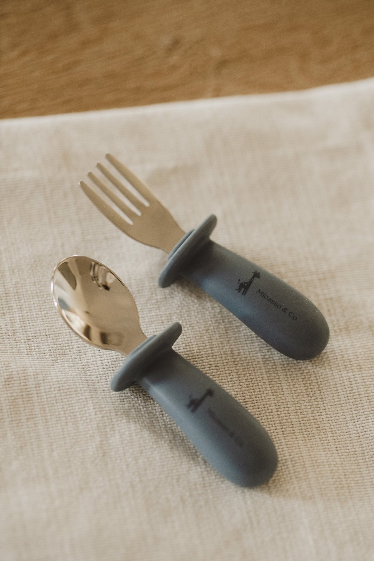 Kids' Spoon and Fork Set | Stainless Steel and Silicone