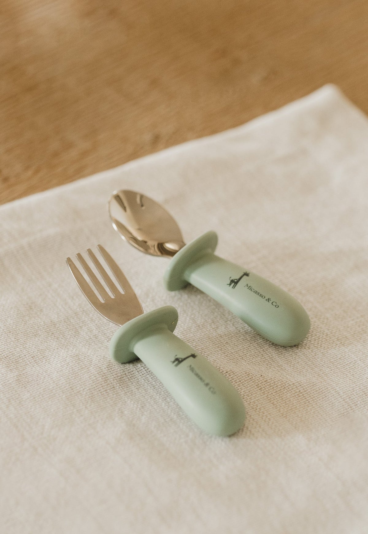 Kids' Spoon and Fork Set | Stainless Steel and Silicone