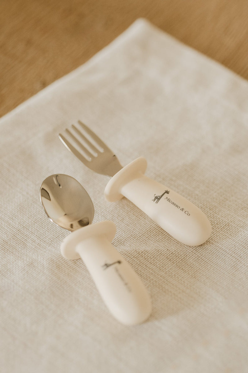 Kids' Spoon and Fork Set | Stainless Steel and Silicone