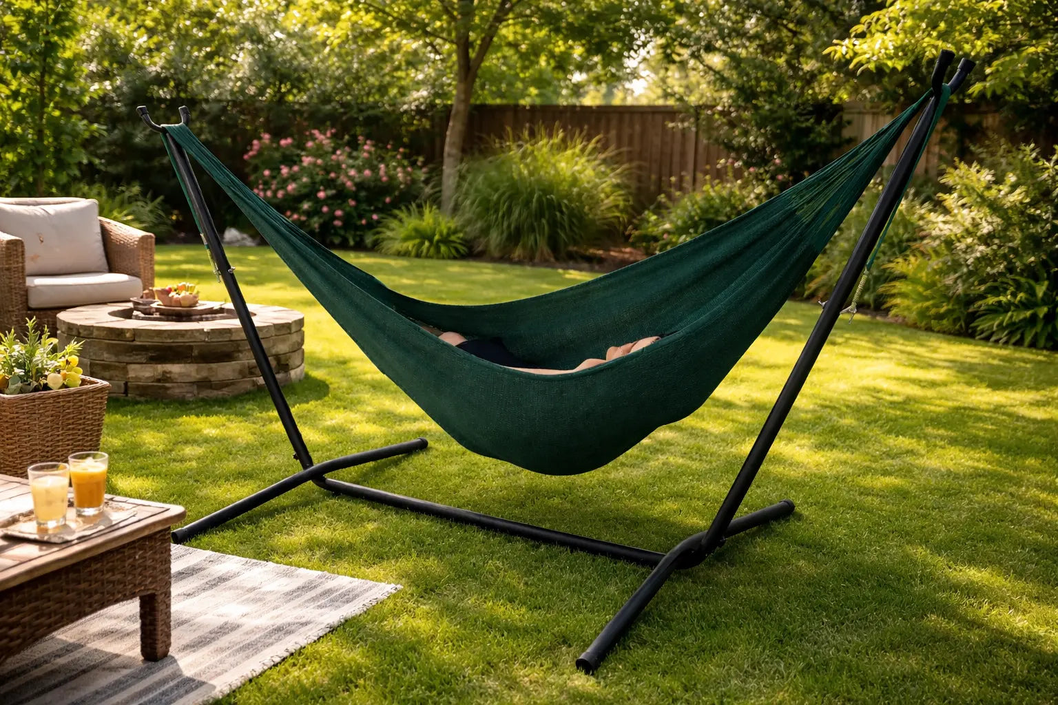 Double Mayan Hammock with Universal Stand