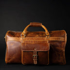 The Voyager Duffle - Cognac Full-Grain Distressed Leather Duffle Bag