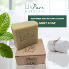 Mint-Olive Oil Bar Soap | Cooling Spearmint & Herbal Organic Bar | Natural Detox, Oily Skin Refresh
