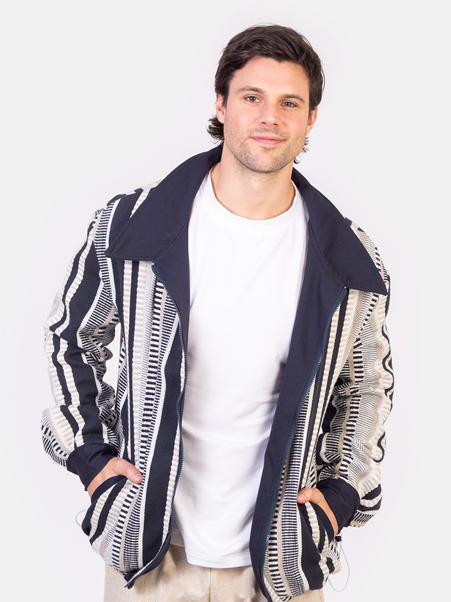 Reversible Striped Jacquard Jacket