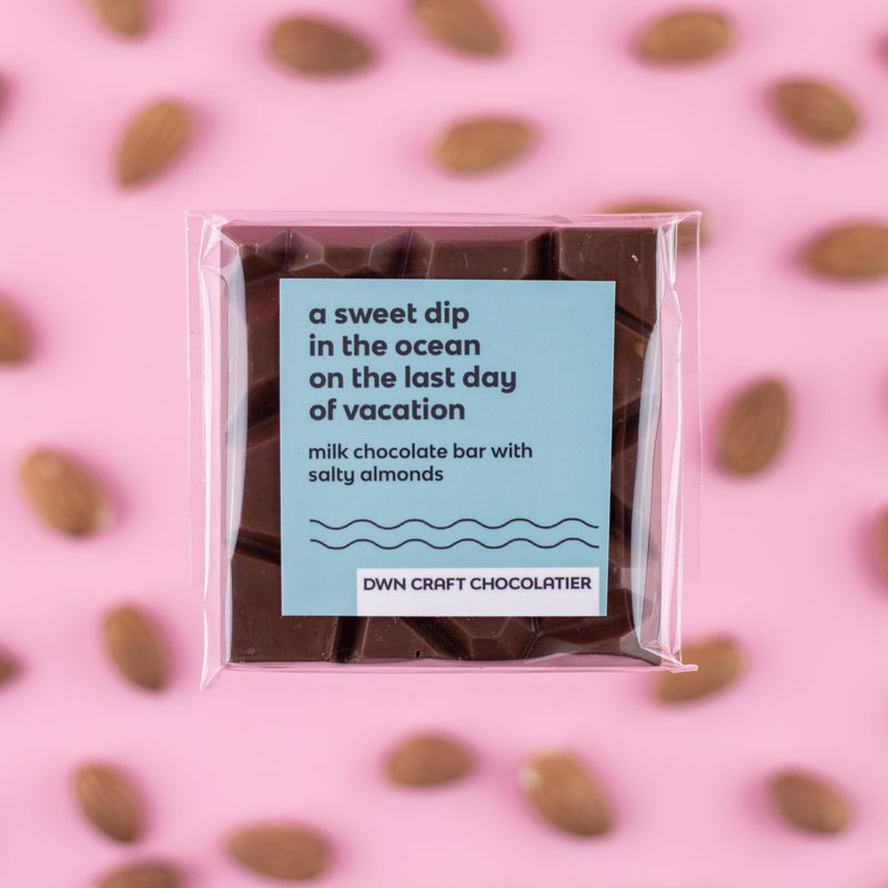 milk chocolate bar with salted almonds